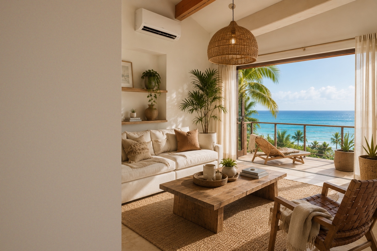 Living room with a live Nest thermostat